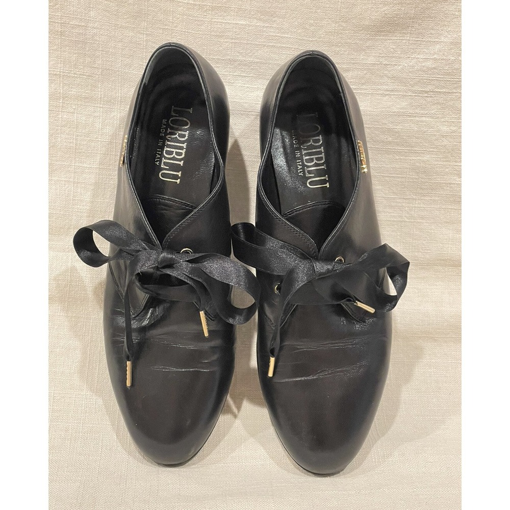 Loriblu Men's Leather Shoes with Satin Laces Black Made In Italy EU 38 Or US 7.5